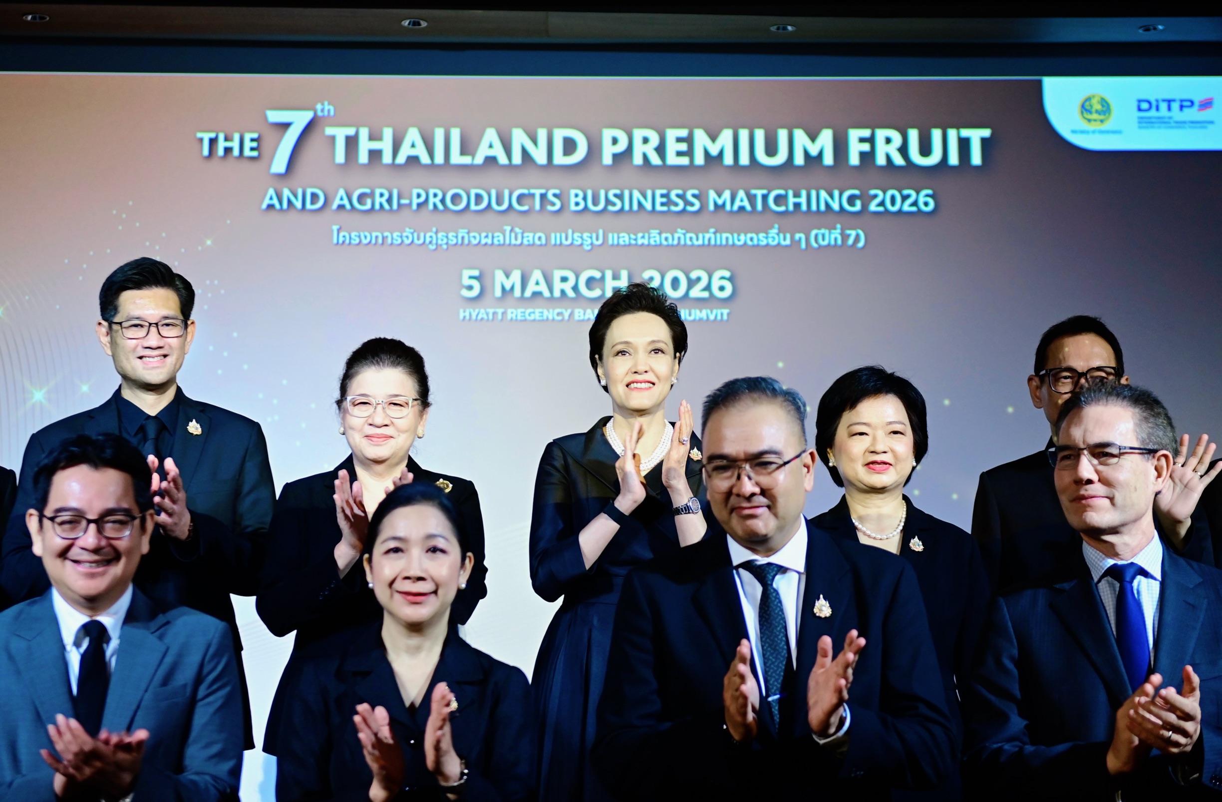 นางศุภจี สุธรรมพันธุ์ รัฐมนตรีว่าการกระทรวงพาณิชย์ เป็นประธานในพิธีเปิดกิจกรรมโครงการจับคู่ธุรกิจสินค้าผลไม้สด แปรรูป และผลิตภัณฑ์เกษตรอื่น ๆ (ปีที่ 7) เมื่อวันพฤหัสบดีที่ 5 มีนาคม 2569 ณ โรงแรมไฮแอท รีเจนซี่ กรุงเทพฯ สุขุมวิท